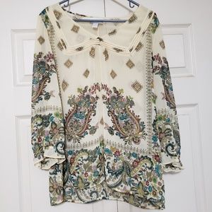 AnnTaylor Loft cream/multi design blouse